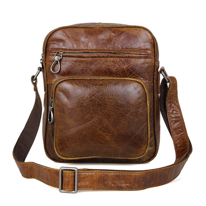 1008B Popular Brown Vintage Genuine Leather Messenger Bag Supplier in